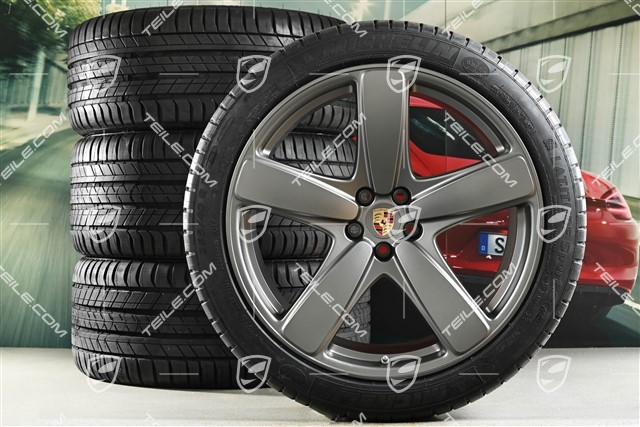 21" koła letnie, komplet, Sport Classic, felgi 9,5J x 21 ET27 + 10J x 21 ET19 + opony letnie Michelin 265/40 R21 + 295/35 R21, z czujnikami ciśnienia, platinum satynowy półmat