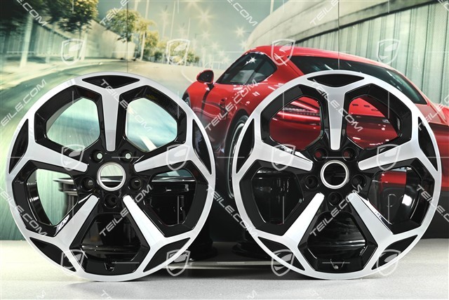 20-inch Taycan Offroad Design wheel rim set, 9J x 20 ET54 + 11J x 20 ET60, black high gloss + glossy Surface