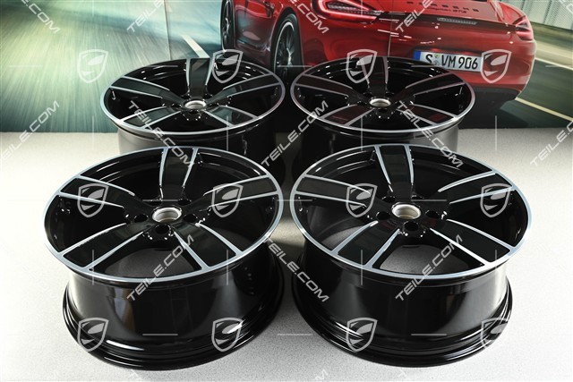 22-inch Cayenne Coupé wheel rim set Sport Classic, wheel rims 10J x 22 ET48 + 11,5J x 22 ET52, black high gloss