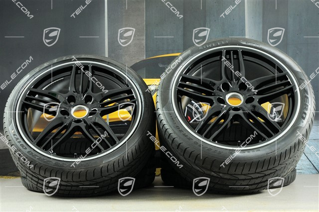 20" SportDesign Sommerräder Satz, Schwarz (hochglanz) - exlusive 911 8,5J x 20 ET51 + 11J x 20 ET70, Reifen 245/35 ZR20 + 295/30 ZR20, mit RDK-Sensor