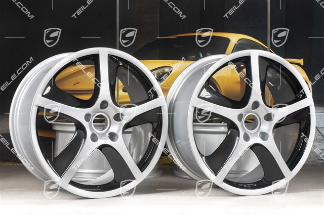 20" Felgensatz Cayenne SportTechno, 9J x 20 ET 60, silber + schwarz hochglanz