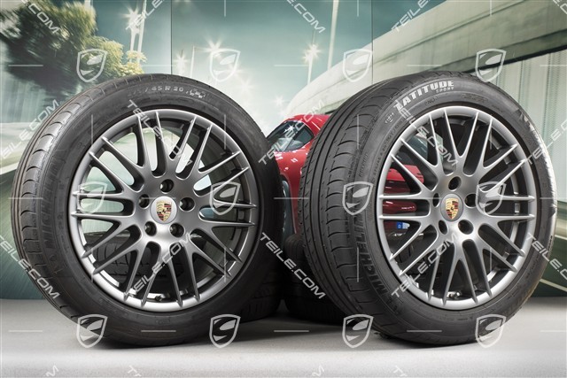 20" RS Spyder Design Sommerräder Satz, 4x Felgen 9,5J x 20 ET 47 + 4x Reifen 275/45 R 20 110Y XL, in Platinum (seidenglanz), mit RDK