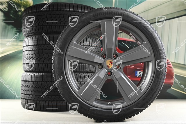 22" Winterräder Cayenne Exclusive Design Sport, Felgen 10J x 22 ET48 +11,5J x 22 ET52 + NEUE Continental Winterreifen 285/40 R22 + 315/35 R22, Vesuvgrau