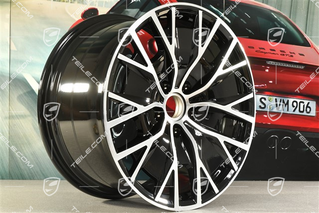 20" Felge Taycan Turbo S Aero Design, 11J x 20 ET60, schwarz hochglanz mit glanzgedrehter Stirnfläche