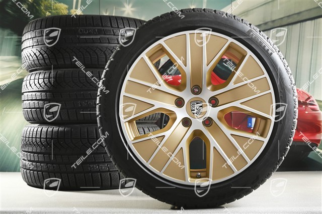 20" Turbo Aero Winterräder Satz, Felgen 9J x 20 ET54 + 11J x 20 ET60 + NEUE Pirelli Winterreifen 245/45 R20 + 285/40 R20, in Aurum