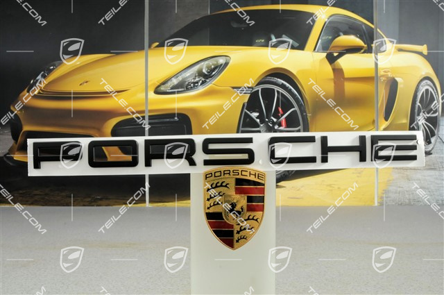 LED Rückleuchten/Heckleuchten, inkl. Leuchtenband, abgedunkelt/schwarz, Satz: links+rechts+mitte, mit „PORSCHE" Schriftzug in Schwarz