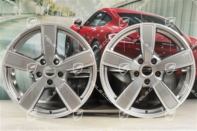 20" Komplet felg Cayenne Sport Classic Komfort, 9J x 20 ET50 + 10,5J x 20 ET64, platynowy srebrny
