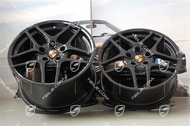 19" Komplet felg Carrera S II (Facelift), 8J x 19 ET57 + 11J x 19 ET67, czarny
