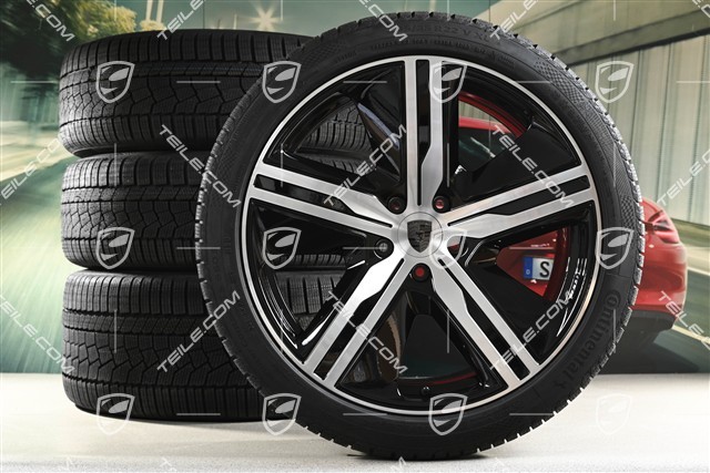 22-inch Macan Exclusive Design winter wheel set, rims 9J x 22 ET29 + 11J x 22 ET47 + NEW Continental winter tyres 255/40 R22 + 295/35 R22, black high gloss