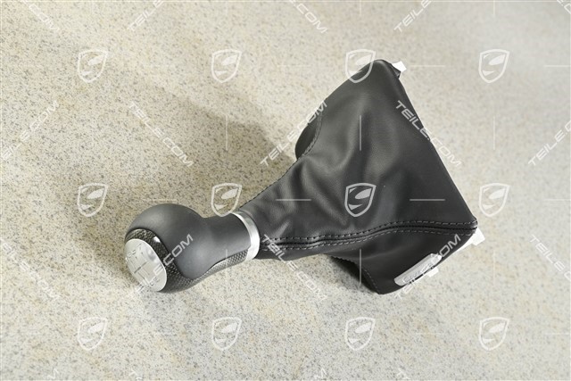 Schaltknopf,  Carbon, Leder Schwarz