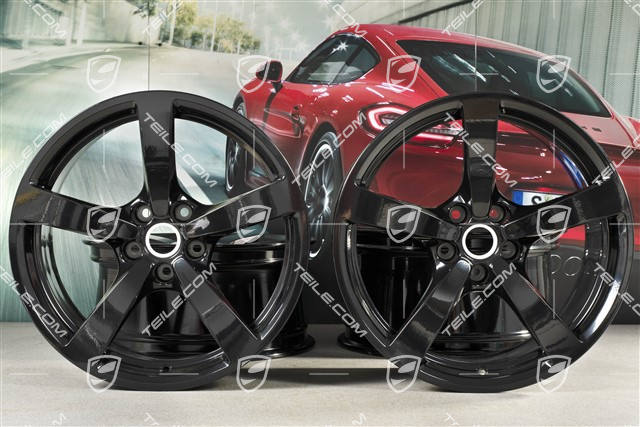 18" komplet felg Macan, 8J x 18 ET21 + 9J x 18 ET21, czarny wysoki połysk