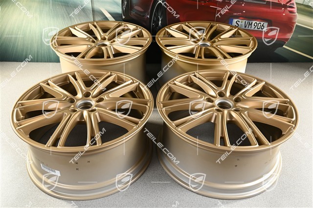 21-inch wheel rim set Panamera Exclusive, 9,5J x 21 ET71 + 11,5J x 21 ET69, Aurum