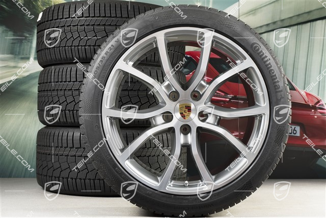 21" koła zimowe Cayenne Exclusive Design, komplet, felgi 9,5J x 21 ET46 + 11,0J x 21 ET58 + opony zimowe Continental 275/40 R21 + 305/35 R21, z czujnikami ciśnienia