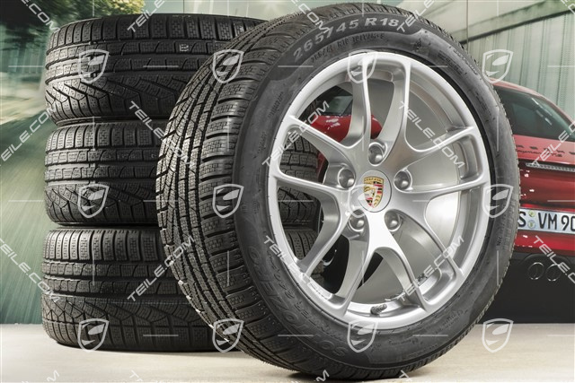 18" Cayman winter wheels set, rims 8J x 18 ET57 + 9,5J x 18 ET49, Pirelli Sottozero II winter tires 235/45 R18 + 265/45 R18