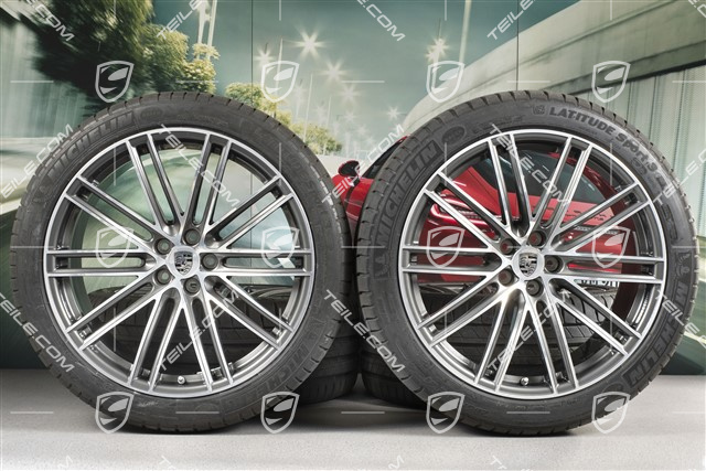 21" Turbo IV Design summer wheel set, wheel rims 9,5J x 21 ET27 + 10J x 21 ET19 + Michelin summer tyres 265/40 R21 + 295/35 R21, with TPM