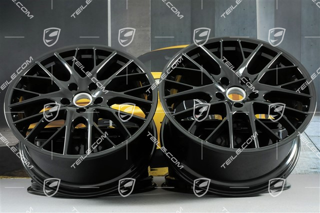 21" Komplet felg Panamera Sport Design, 9,5J x 21 ET71 + 10,5J x 21 ET71, czarny połysk