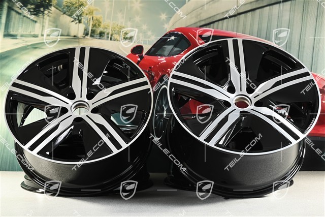22" felgi Macan Exclusive Design, komplet, 9J x 22 ET29 + 11J x 22 ET47, czarny wysoki połysk
