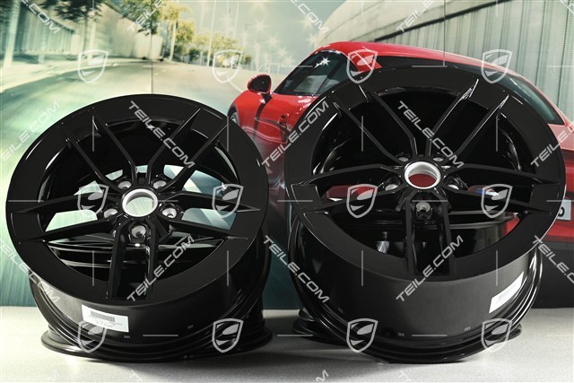 20"+21" Carrera Exclusive Design wheel rim set, rims 8.5J x 20 ET50 + 11.5J x 21 ET79, black high gloss