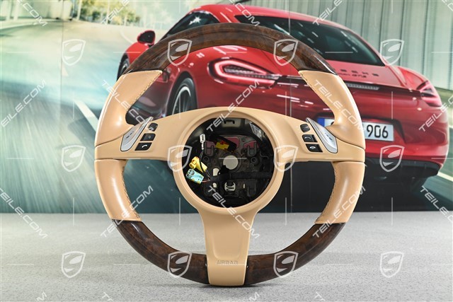 Kierownica multifunkcyjna, Podgrzewanie, Przyciski zmiany biegów, Luxor beige, walnut high gloss