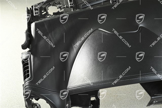 Dashboard trim, leather, black, (damaged leather)