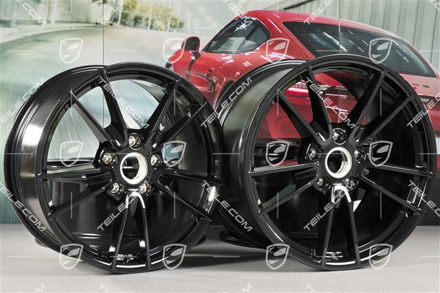 19+20" wheel rim set Carrera, rims: front 8,5J x 19 ET52 + rear 11J x 20 ET66, black high gloss