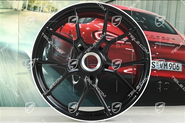 20"+21" GT3 Felgen Satz, 9,5J x 20 ET46 + 12J x 21 ET45, in Schwarz Seidenmatt, Rand in Weiß