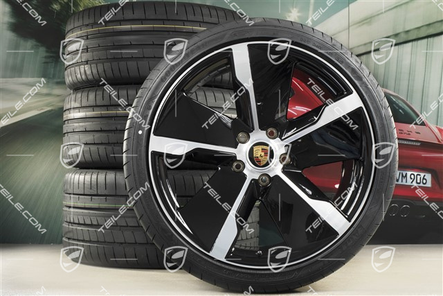 21" koła letnie Exclusive Design, komplet, felgi 9,5J x 21 ET60 + 11,5J x 21 ET66 + opony letnie Goodyear 265/35 R21 + 305/30 R21, czarne