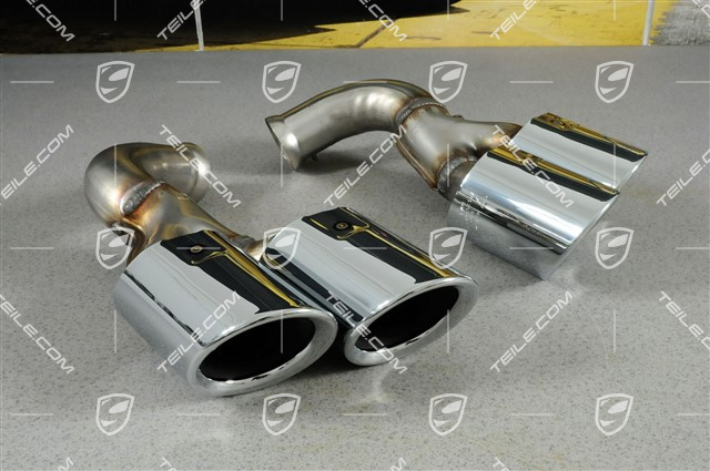 Sportowe końcówki rur wydechowych, srebrne, zestaw L+R