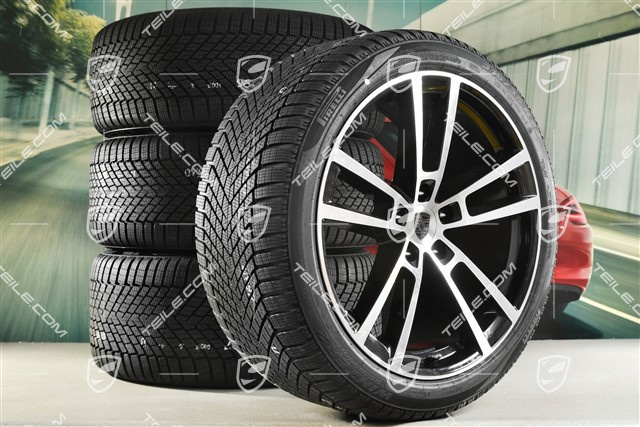 22" Winterräder Sport Design, Felgen 10J x 22 ET48 +11,5J x 22 ET52 + Pirelli Winterreifen 285/40 R22 + 315/35 R22, in Schwarz Hochglanz