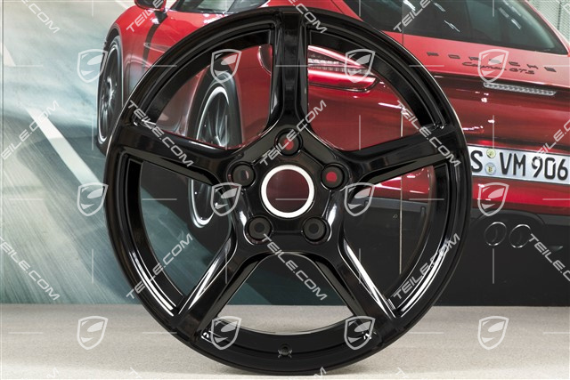 18" Komplet felg Boxster IV, 8J x 18 ET57 + 9,5J x 18 ET49, czarny wysoki połysk