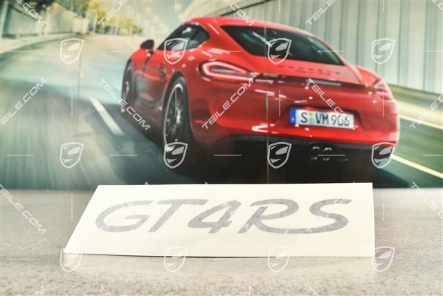 Emblemat / naklejka "GT4 RS", klapa tylna, czarny mat