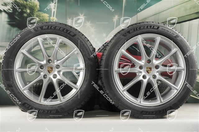 20" koła zimowe Cayenne Design, komplet, felgi 9J x 20 ET50 + 10,5J x 20 ET64 + opony zimowe Michelin 275/45 R20 + 305/40 R20, z czujnikami ciśnienia