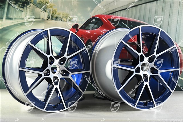 20+21" Carrera S komplet felg, 8,5J x20 ET50 + 11,5J x 21 ET79, niebieski - Enzian Blue