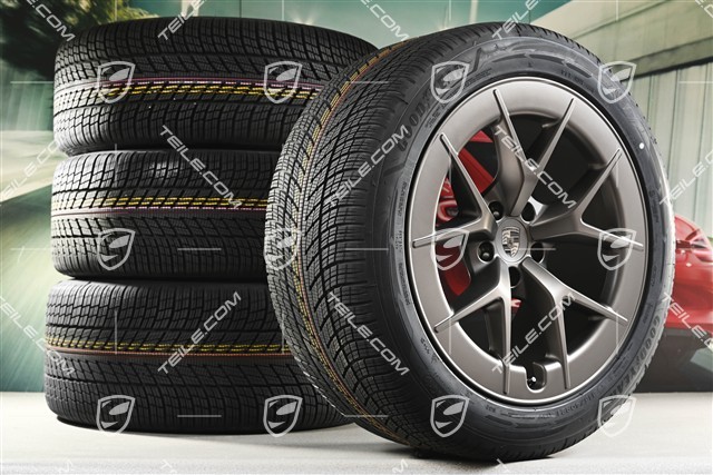 21" Cayenne RS Spyder Design Winterräder Satz, Felgen 9,5J x 21 ET16 + 11J x 21 ET37 + NEUE Goodyear UltraGrip Performance 3 SUV Winterreifen 275/45 R21 + 315/40 R21, Turbonit