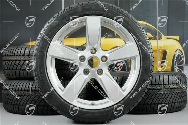 19" Koła zimowe komplet "Cayman S", felgi 8J x 19 ET57 + 9,5J x 19 ET45 + NOWE opony zimowe Continental WinterContact TS 830P 235/40 R19 + 265/40 R19, bez czujników RDK