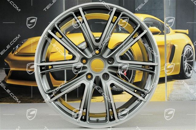 21" Felgensatz Panamera Exclusive, 9,5J x 21 ET71 + 11,5J x 21 ET69, Platinsilber-Metallic