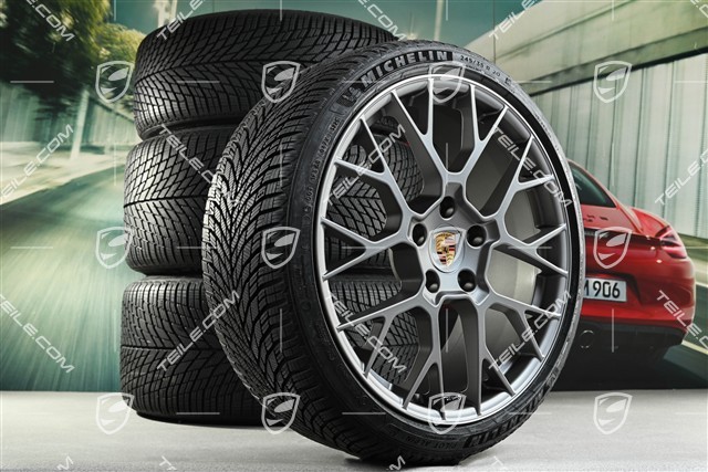 20"+21" RS Spyder Design Winterrädersatz, Felgen 8,5J x 20 ET50 + 11J x 21 ET82 + Michelin Winterreifen 245/35 R20 + 305/30 R21, mit RDK-Sensoren, Darksilver