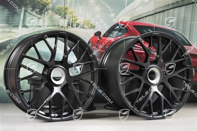 20" Felgensatz Turbo S, Zentralverschluss, 8,5J x 20 ET51 + 11J x 20 ET59, Schwarz Seidenmatt