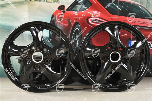 17" Felgensatz Carrera, 7J x 17 ET55 + 8,5J x 17 ET50, schwarz hochglanz
