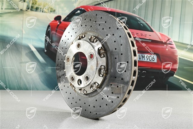 Brake disc, PCCB, 19", yellow caliper, right-hand drive, damaged