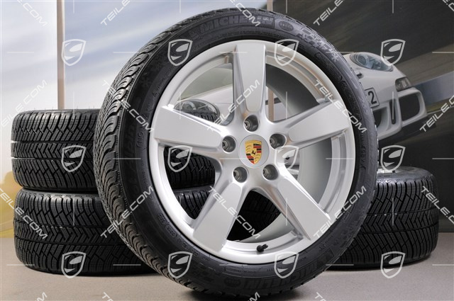19" Winterräder Satz Cayman S, 8J x 19 ET57 + 9,5J x 19 ET45 + NEUE Michelin Pilot Alpin 4 Winterreifen 235/40 R19 + 265/40 R19, ohne RDK-Sensoren