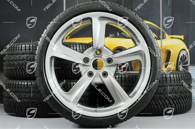 20" Cayman GT4 SportTechno Winterräder Satz, Felgen 8,5J x 20 ET57 + 10J x 20 ET50 + NEUE Michelin Winterreifen 235/35 R20 + 275/30 R20, mit RDK-Sensoren