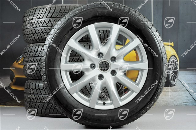 18" Komplet kół zimowych Cayenne, felgi 8J x 18 ET53 + opony Michelin 255/55 R18 109V XL M+S, DOT/rok prod. 2013, bez czujników ciśnienia RDK