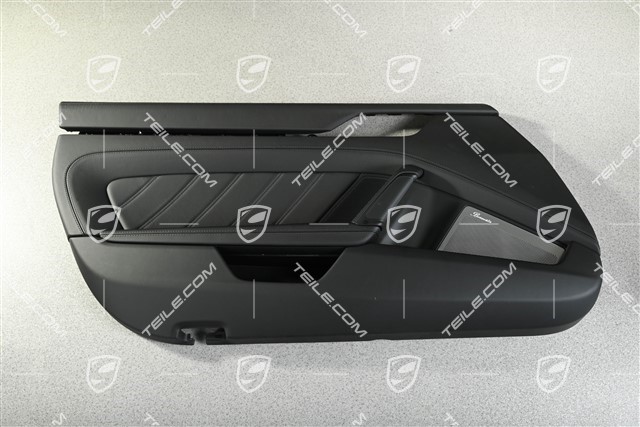 Tapicerka drzwi, czarna skóra, Burmester, R