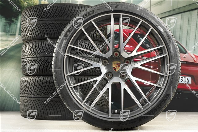 20"+21" Turbo V Winterräder Satz, Felgen 8,5J x 20 ET40 + 11J x 21 ET66 + NEUE Michelin Winterreifen 245/35 R20 + 305/30 R21
