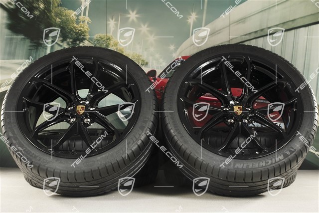 21" koła letnie, komplet, GT Design, felgi 9,5J x 21 ET27 + 10J x 21 ET19 + NOWE opony letnie Michelin 265/40 R21 + 295/35 R21, czarny wysoki połysk, z czujnikami ciśnienia