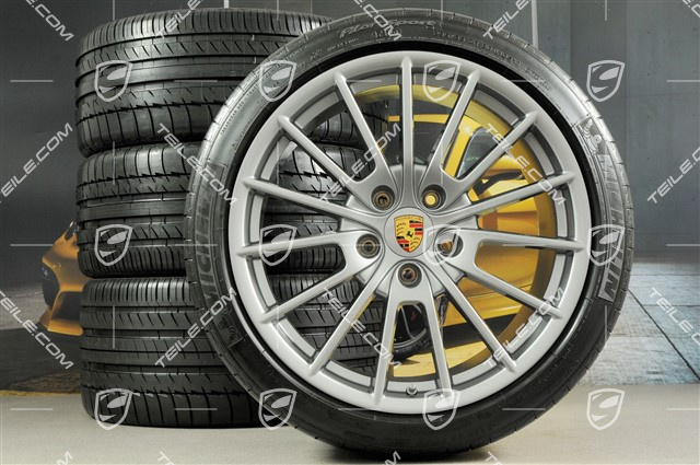 20" Panamera Sport Sommerräder Satz, 2 x 9,5J x 20 ET 65 + 2 x 11,5 J x 20 ET 63 + NEUE Michelin Reifen 255/40 ZR20 + 295/35 ZR20 mit RDK