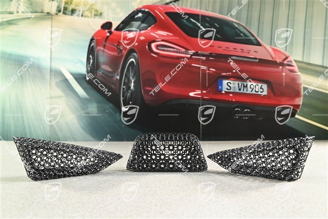 Farbige Designelemente in Gitterstruktur in Schwarz, 3D-Druck Bodyform Vollschalensitz