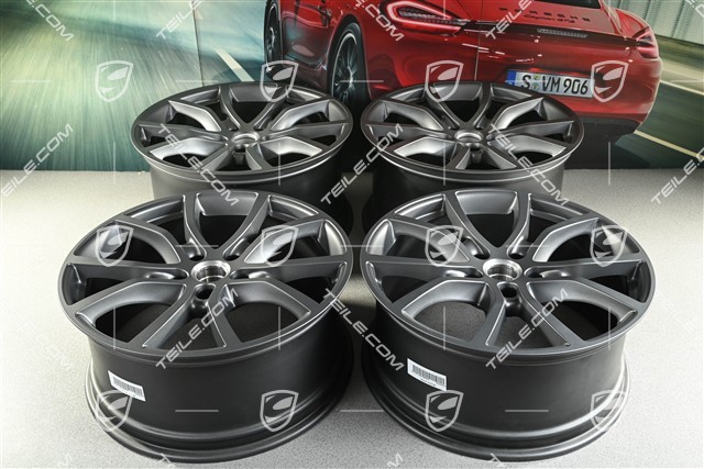 21-inch wheel rim set Cayenne Exclusive Design, 11J x 21 ET49 + 9,5J x 21 ET46, for Cayenne Coupé, Vesuvius grey