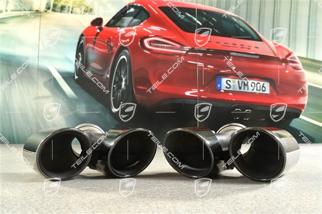 Doppelendrohre Satz aus verchromtem Edelstahl in Schwarz hochglänzend